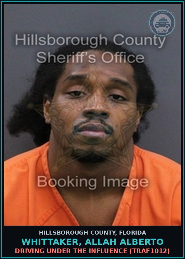 Booking mugshot of WHITTAKER, ALLAH ALBERTO in Hillsborough County