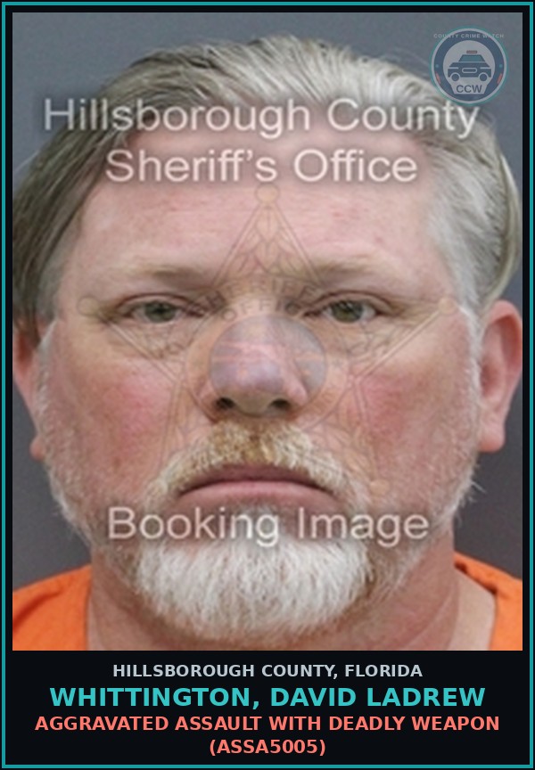 Booking mugshot of WHITTINGTON, DAVID LADREW in Hillsborough County