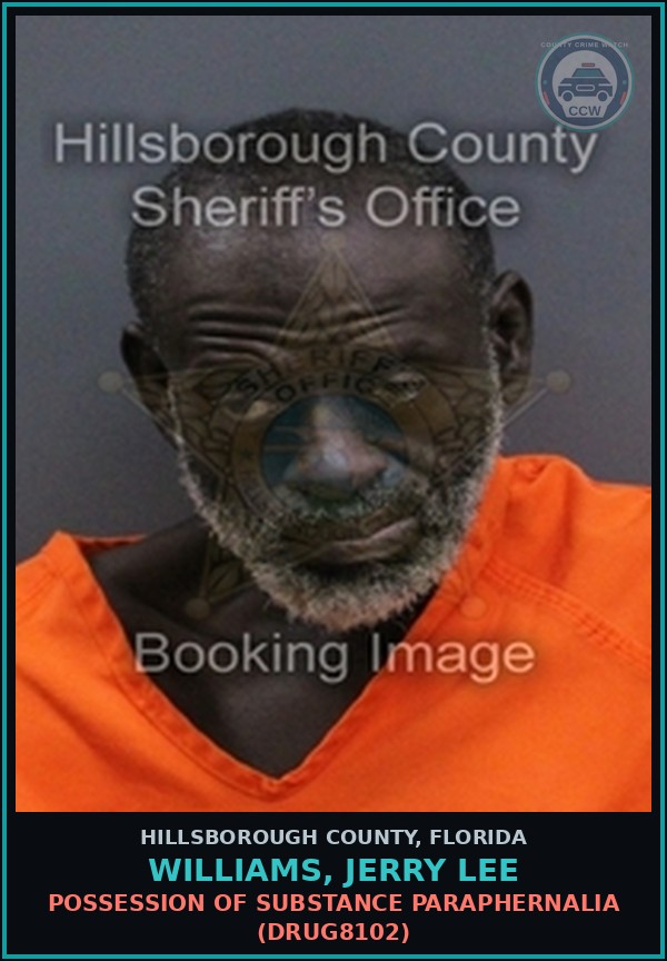 Booking mugshot of WILLIAMS, JERRY LEE in Hillsborough County