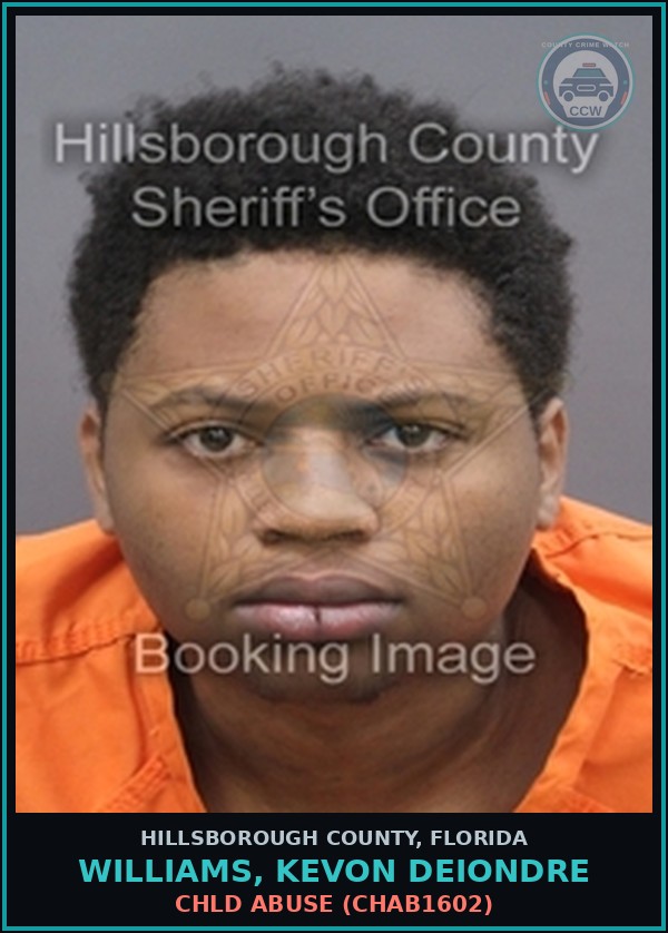 Booking mugshot of WILLIAMS, KEVON DEIONDRE in Hillsborough County