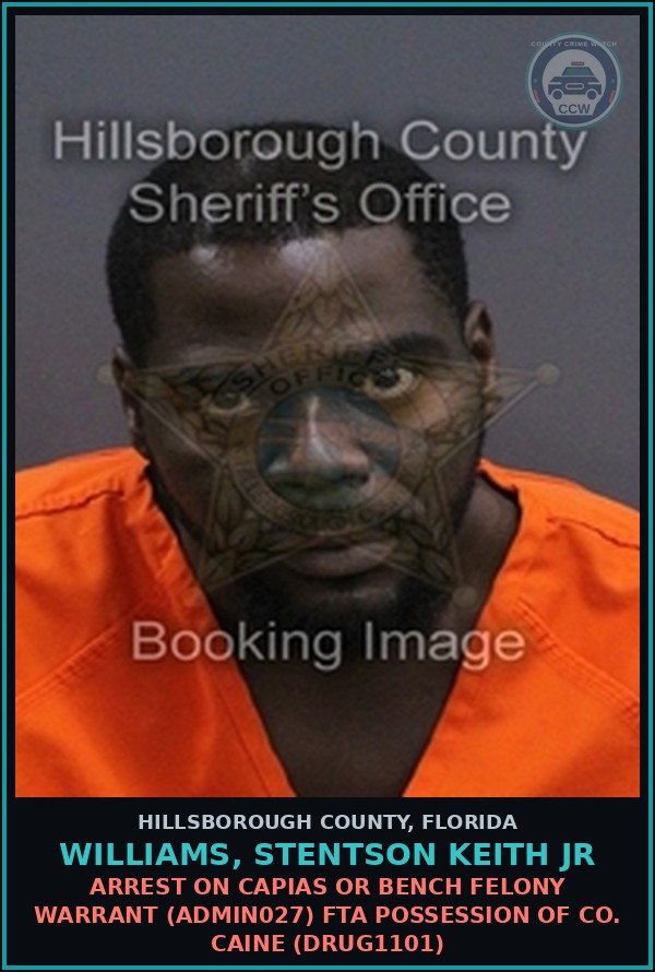 Booking mugshot of WILLIAMS, STENTSON KEITH JR in Hillsborough County