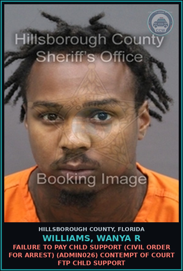 Booking mugshot of WILLIAMS, WANYA R in Hillsborough County
