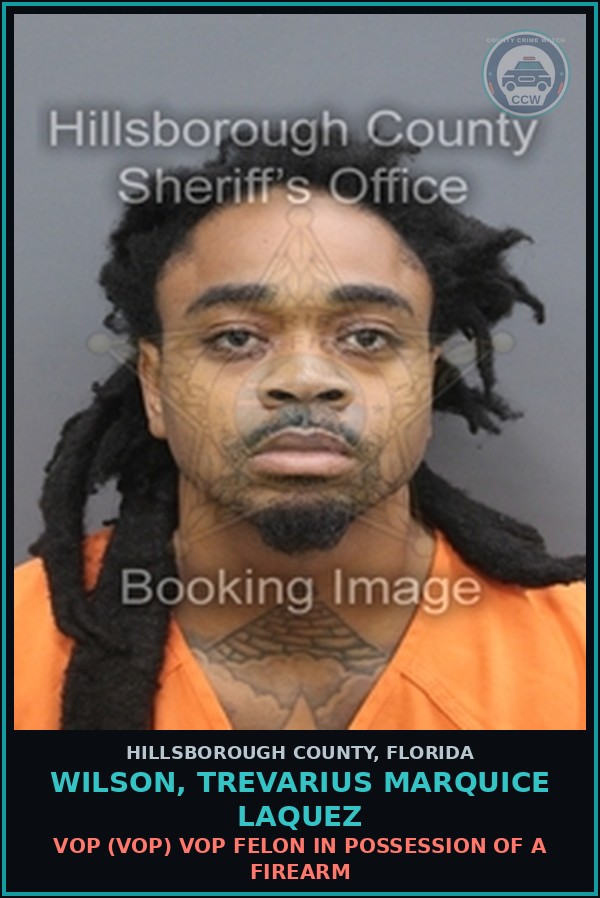 Booking mugshot of WILSON, TREVARIUS MARQUICE LAQUEZ in Hillsborough County