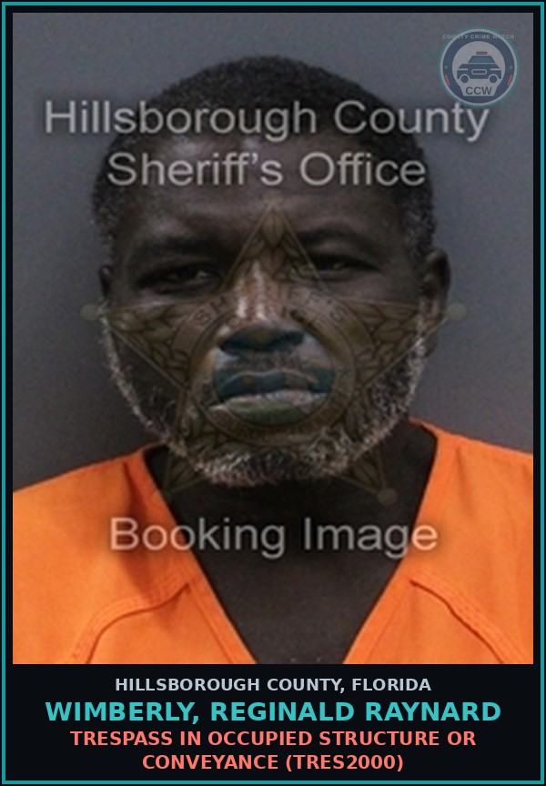 Booking mugshot of WIMBERLY, REGINALD RAYNARD in Hillsborough County