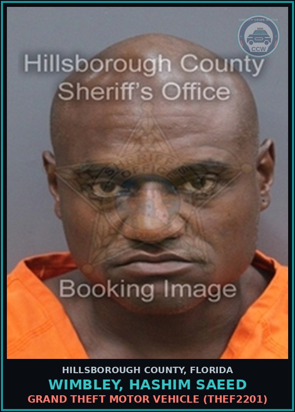 Booking mugshot of WIMBLEY, HASHIM SAEED in Hillsborough County