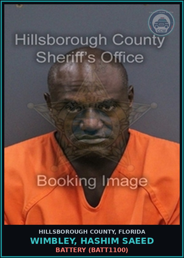 Booking mugshot of WIMBLEY, HASHIM SAEED in Hillsborough County