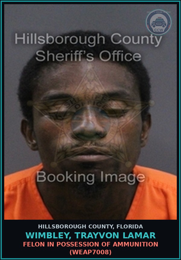 Booking mugshot of WIMBLEY, TRAYVON LAMAR in Hillsborough County