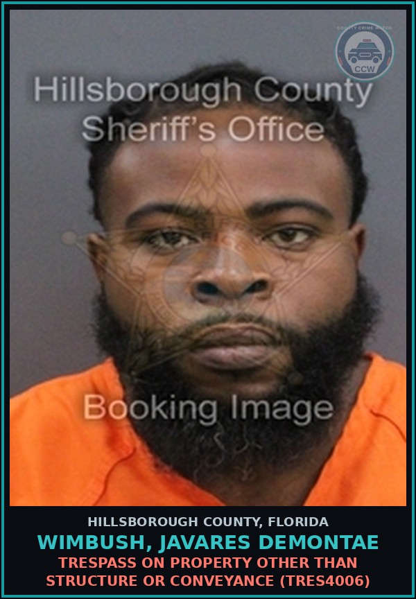 Booking mugshot of WIMBUSH, JAVARES DEMONTAE in Hillsborough County