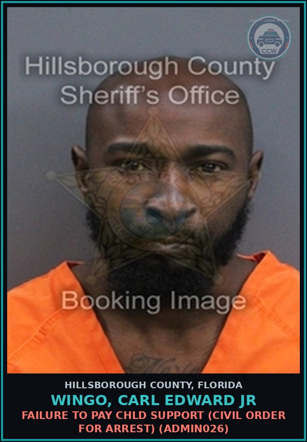 Booking mugshot of WINGO, CARL EDWARD JR in Hillsborough County
