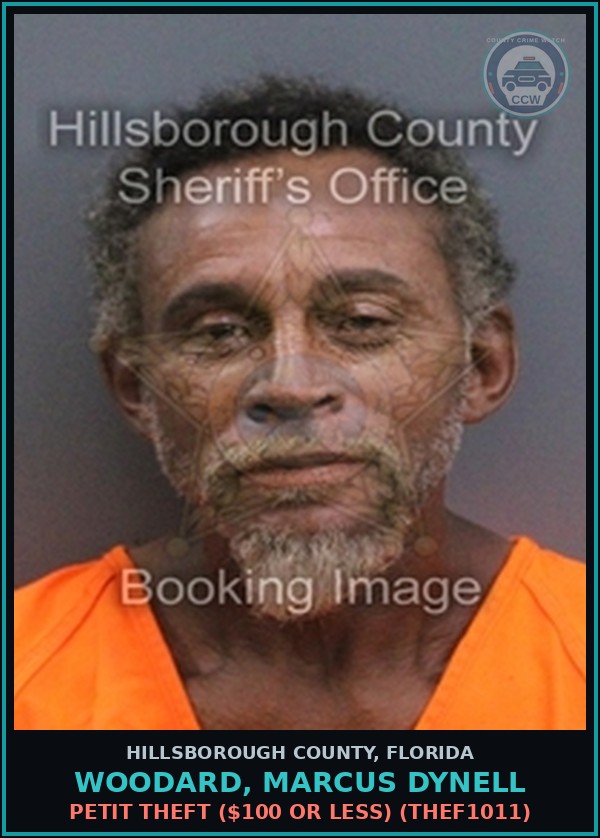 Booking mugshot of WOODARD, MARCUS DYNELL in Hillsborough County