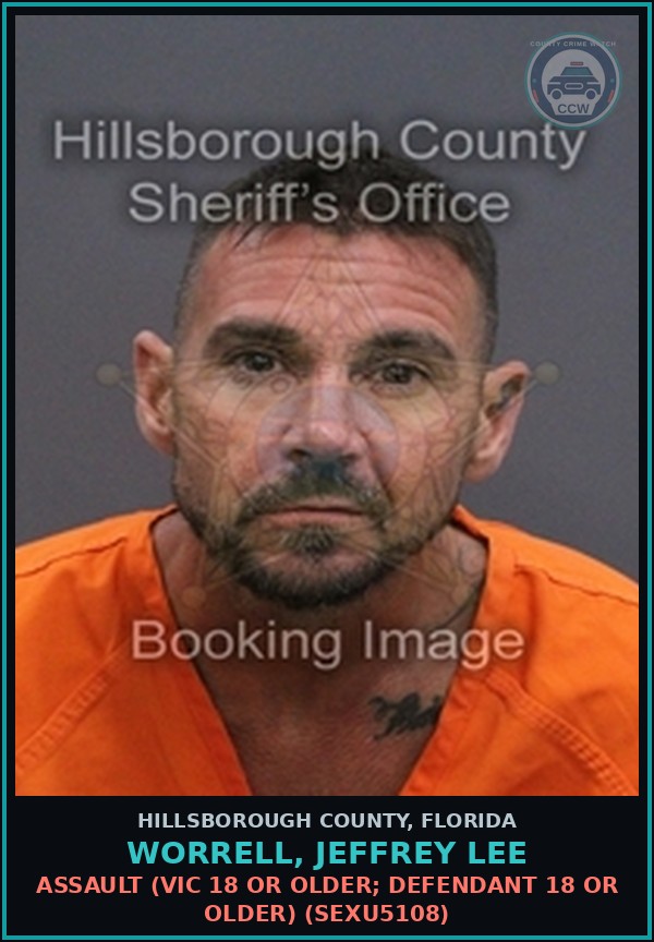 Booking mugshot of WORRELL, JEFFREY LEE in Hillsborough County
