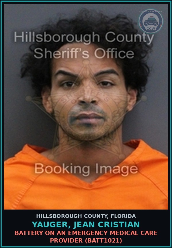 Booking mugshot of YAUGER, JEAN CRISTIAN in Hillsborough County