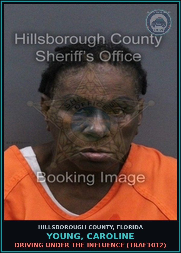 Booking mugshot of YOUNG, CAROLINE in Hillsborough County