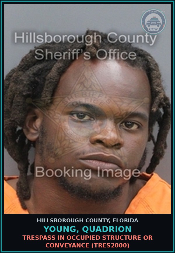 Booking mugshot of YOUNG, QUADRION in Hillsborough County