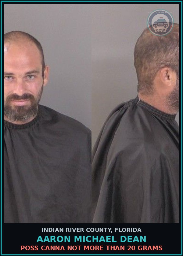 Booking mugshot of AARON MICHAEL DEAN in Indian River County