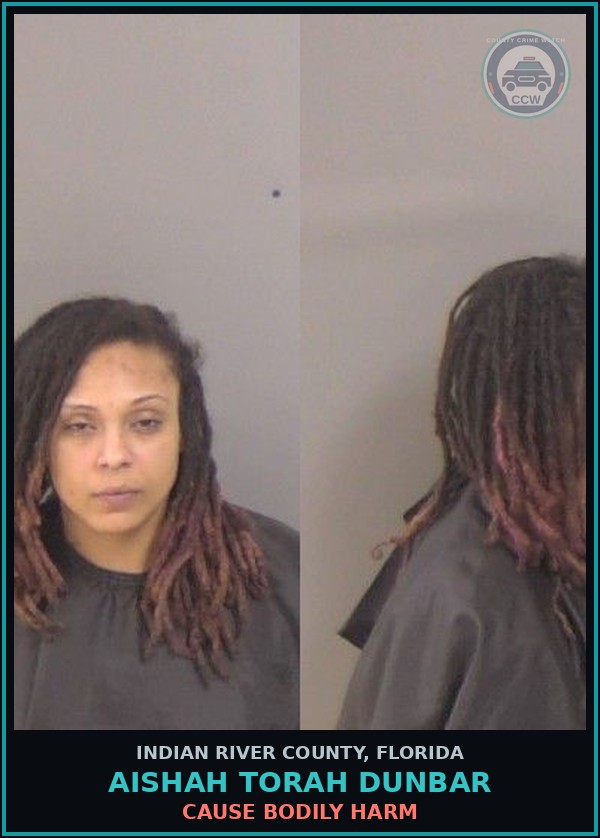 Booking mugshot of Aishah Torah Dunbar in Indian River County