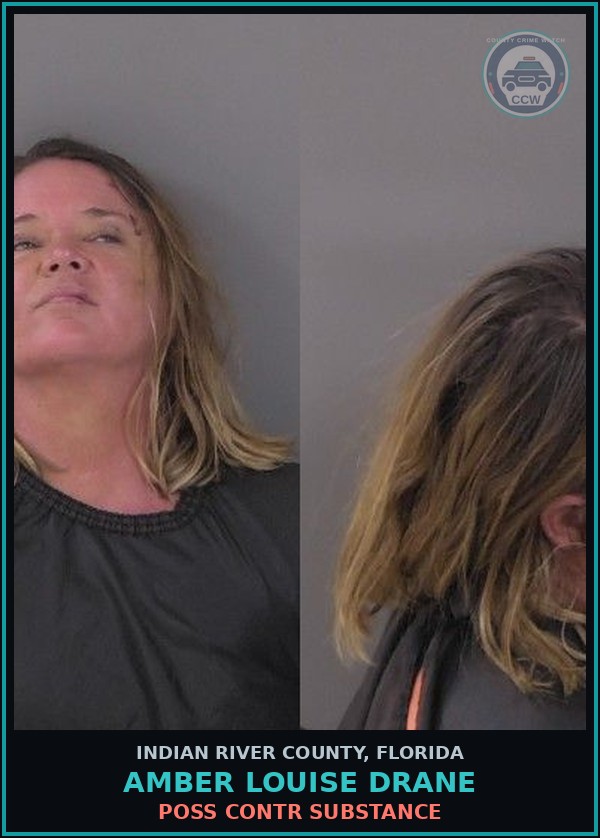Booking mugshot of Amber Louise Drane in Indian River County