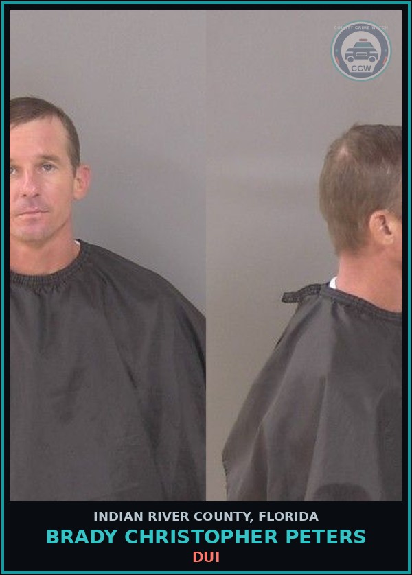 Booking mugshot of Brady Christopher Peters in Indian River County