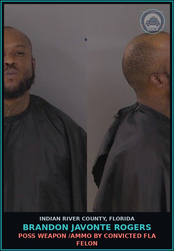Booking mugshot of Brandon Javonte Rogers in Indian River County
