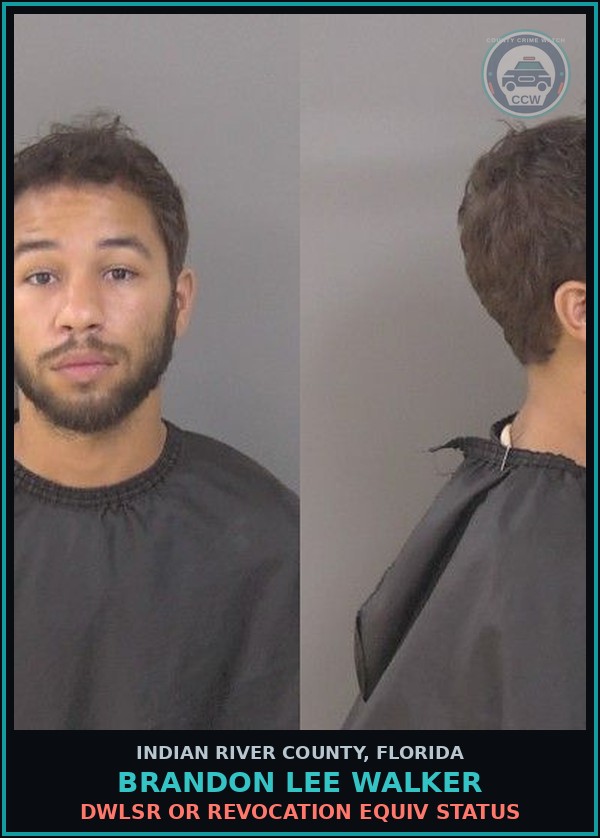 Booking mugshot of Brandon Lee Walker in Indian River County