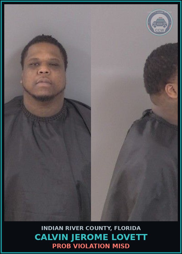 Booking mugshot of Calvin Jerome Lovett in Indian River County