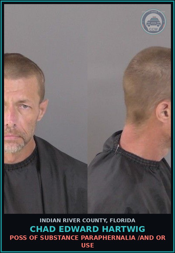 Booking mugshot of Chad Edward Hartwig in Indian River County