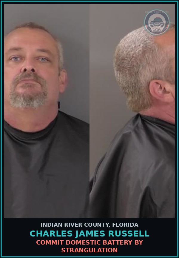 Booking mugshot of Charles James Russell in Indian River County