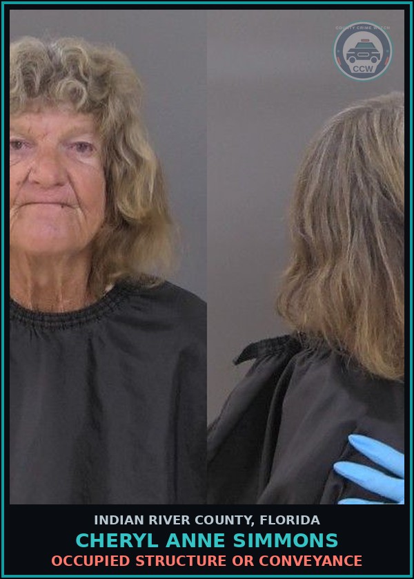 Booking mugshot of Cheryl Anne Simmons in Indian River County