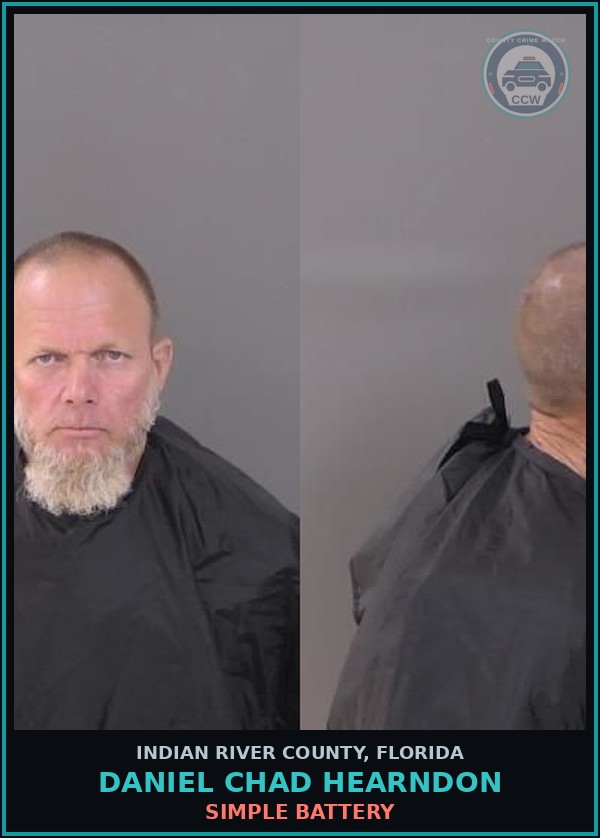 Booking mugshot of Daniel Chad Hearndon in Indian River County