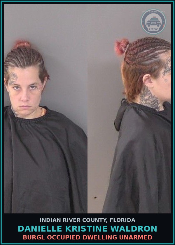 Booking mugshot of Danielle Kristine Waldron in Indian River County