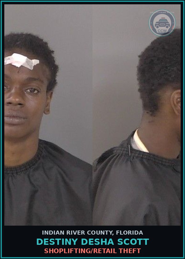 Booking mugshot of Destiny Desha Scott in Indian River County