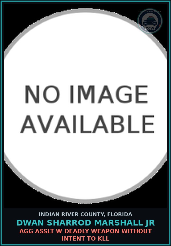 Booking mugshot of DWAN SHARROD MARSHALL Jr in Indian River County
