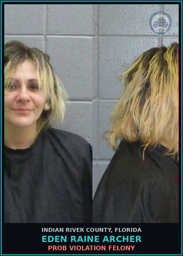 Booking mugshot of Eden Raine Archer in Indian River County
