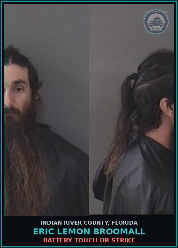 Booking mugshot of Eric Lemon Broomall in Indian River County
