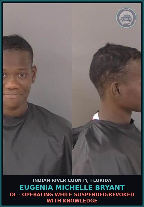 Booking mugshot of Eugenia Michelle Bryant in Indian River County