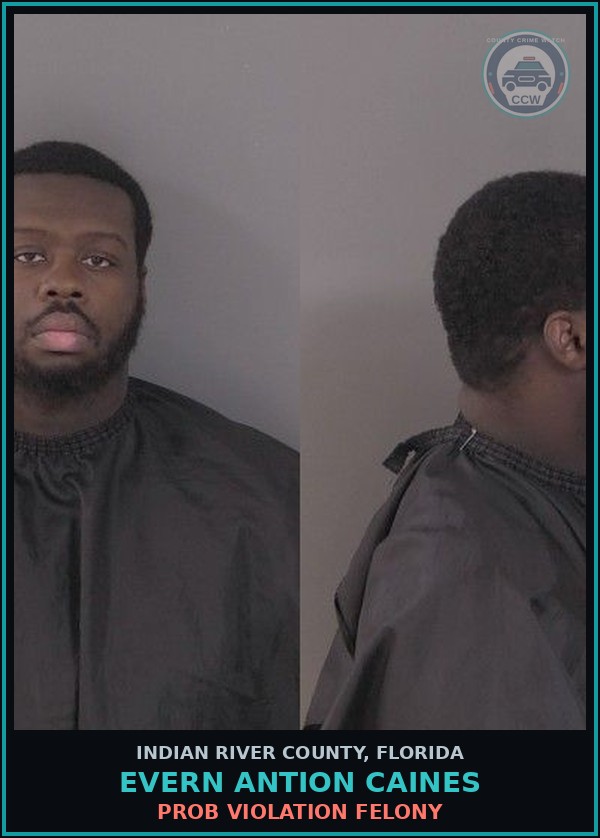 Booking mugshot of Evern Antion Caines in Indian River County