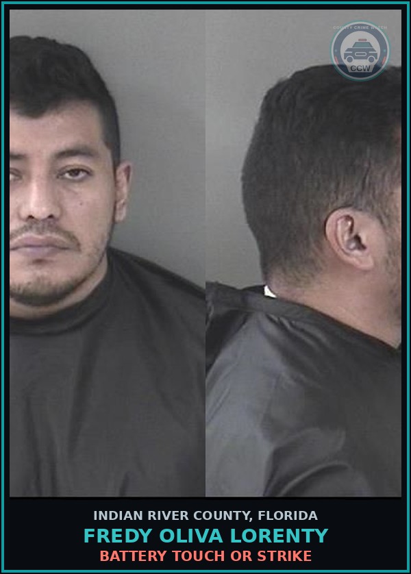 Booking mugshot of Fredy Oliva Lorenty in Indian River County