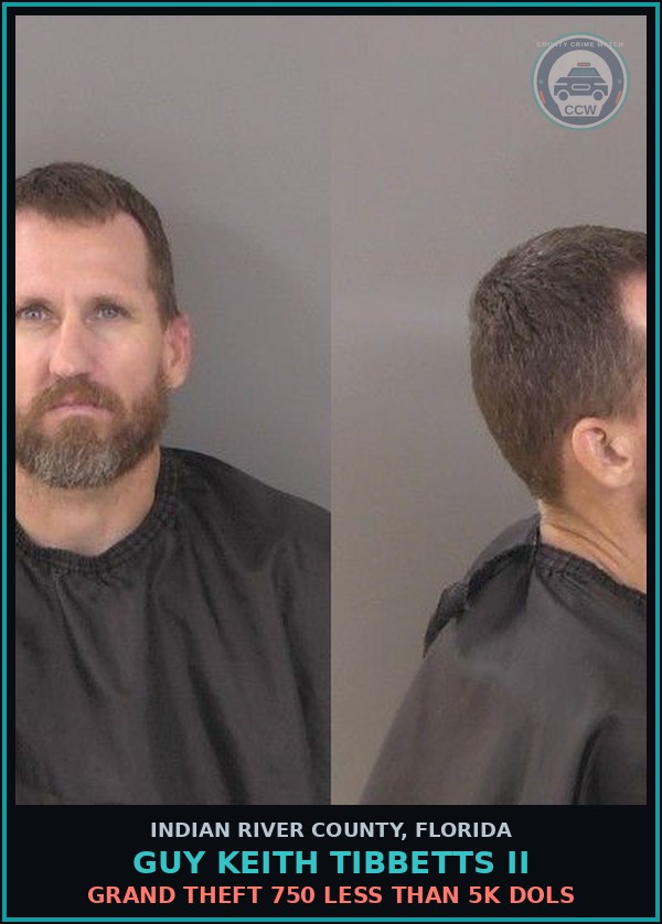 Booking mugshot of Guy Keith Tibbetts II in Indian River County