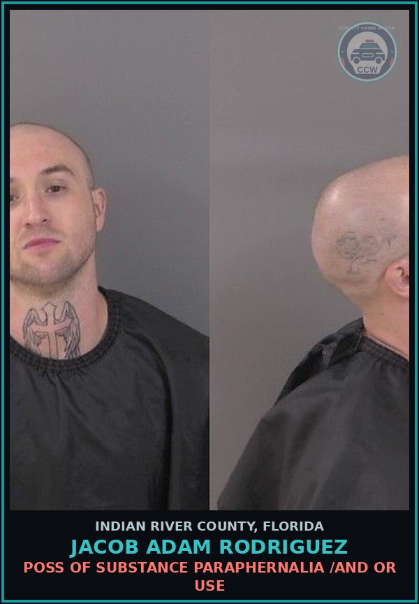 Booking mugshot of Jacob Adam Rodriguez in Indian River County