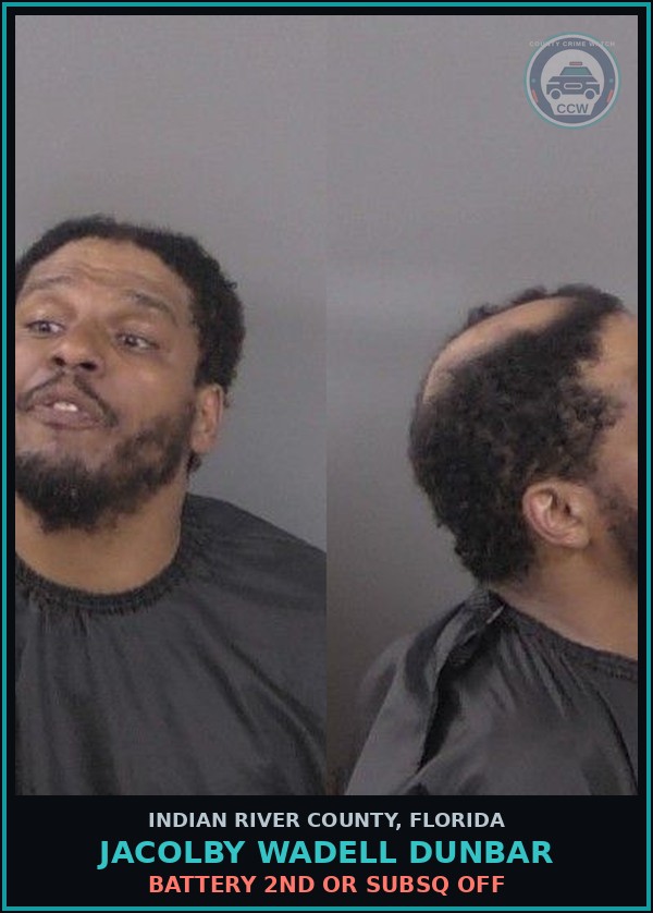 Booking mugshot of Jacolby Wadell Dunbar in Indian River County