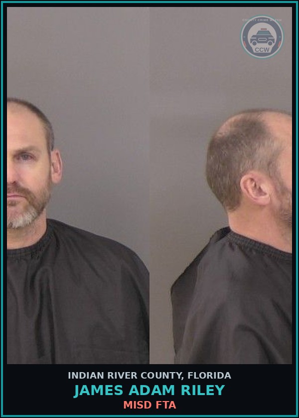 Booking mugshot of James Adam Riley in Indian River County