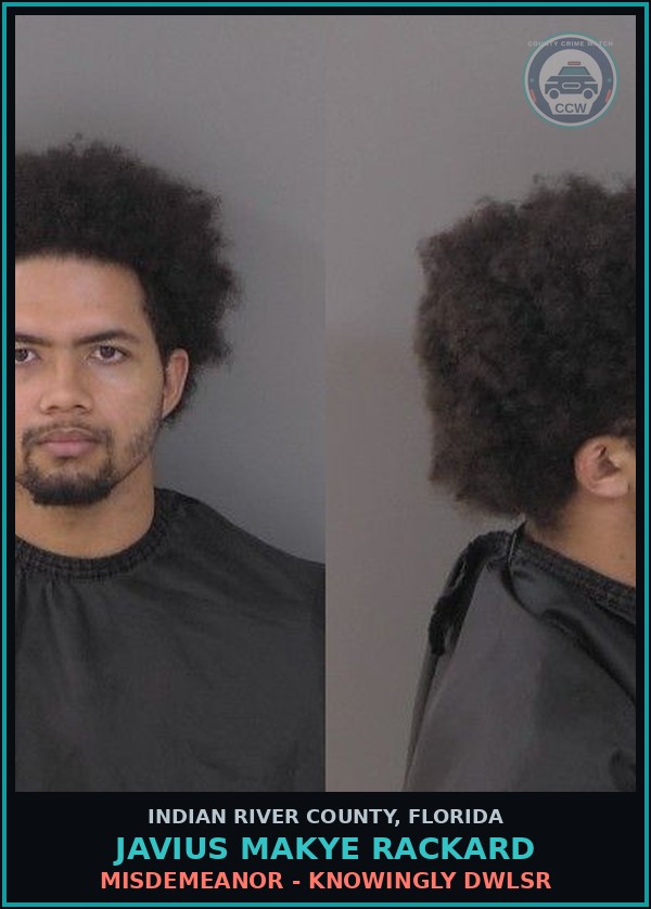 Booking mugshot of Javius Makye Rackard in Indian River County