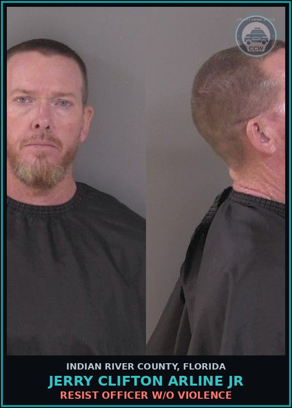 Booking mugshot of Jerry Clifton Arline Jr in Indian River County