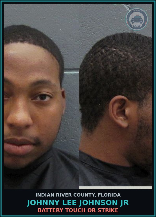 Booking mugshot of Johnny Lee Johnson Jr in Indian River County