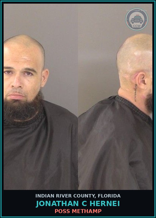 Booking mugshot of Jonathan C Hernei in Indian River County