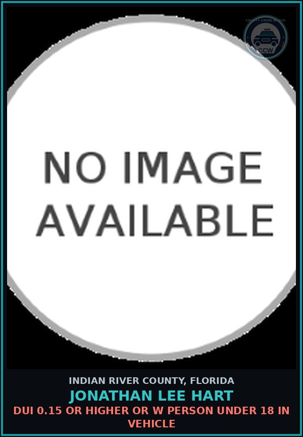 Booking mugshot of Jonathan Lee Hart in Indian River County