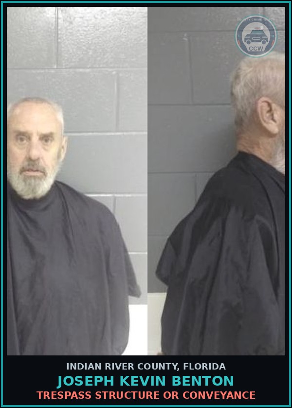 Booking mugshot of Joseph Kevin Benton in Indian River County