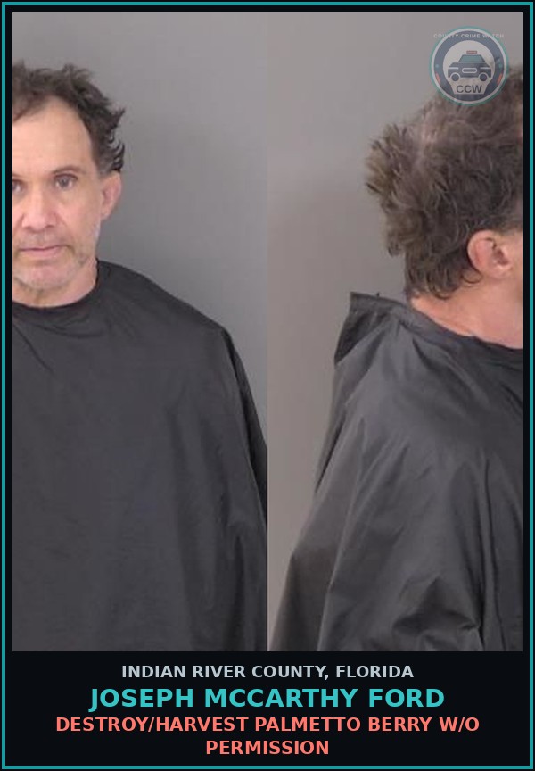 Booking mugshot of Joseph McCarthy Ford in Indian River County