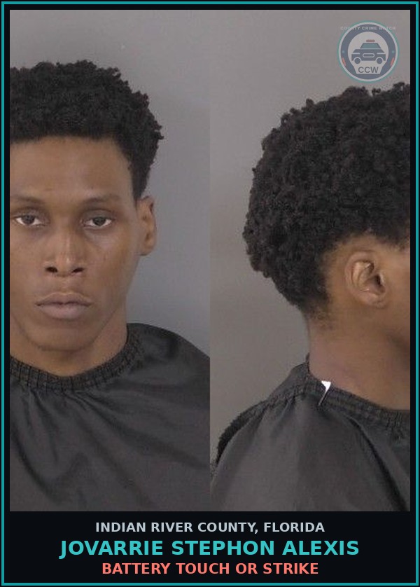 Booking mugshot of Jovarrie Stephon Alexis in Indian River County