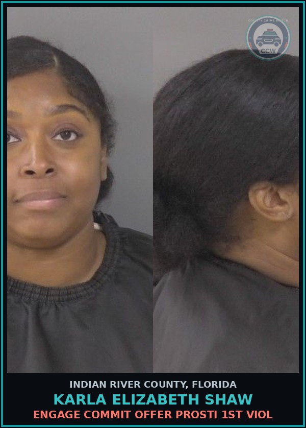 Booking mugshot of Karla Elizabeth Shaw in Indian River County